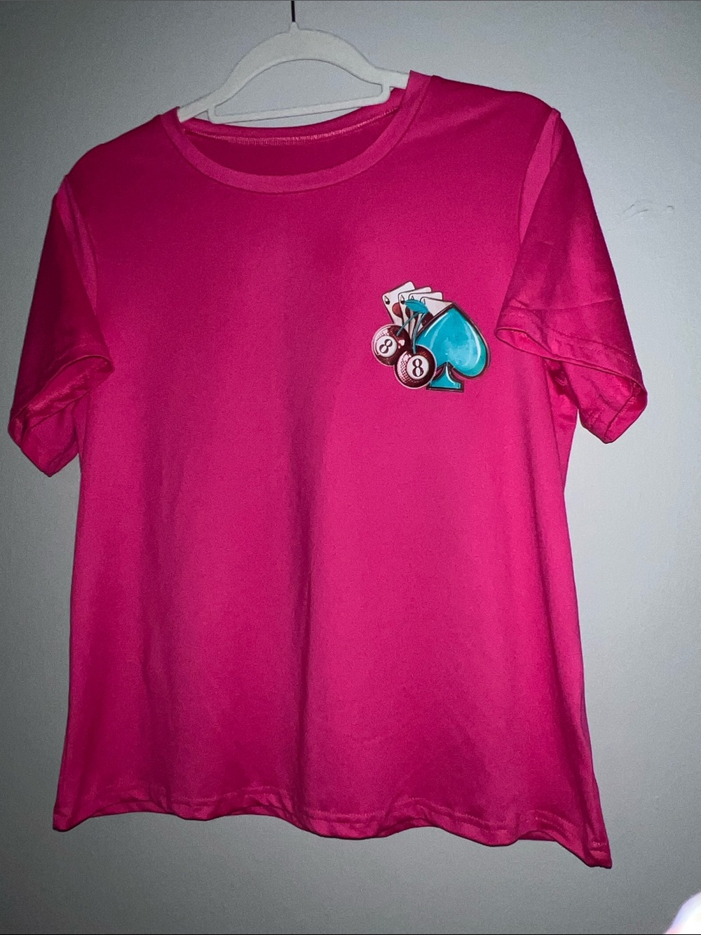 SHEIN Pink Short Sleeve Graphic Tee I’m a Wild Card Size M
